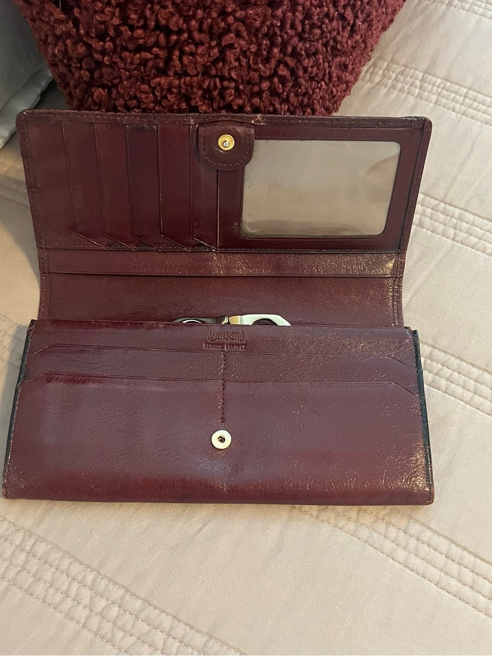Yamani Classic Leather Women's Wallet Burgundy Vintage Dark Maroon
